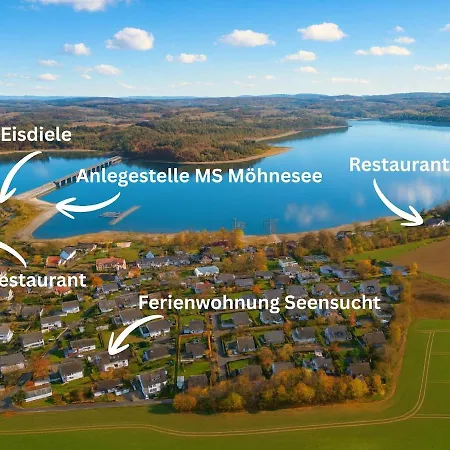 Apartmán Seensucht - Maritimes Mit Seeblick & Balkon, 500 M Zum Möhnesee